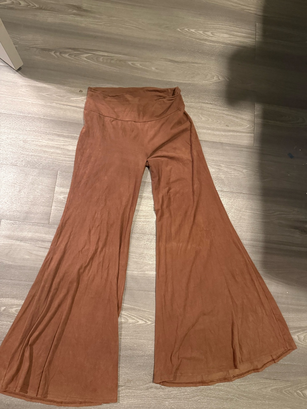 Wide Leg Fold-Over Waist Pants - Rust